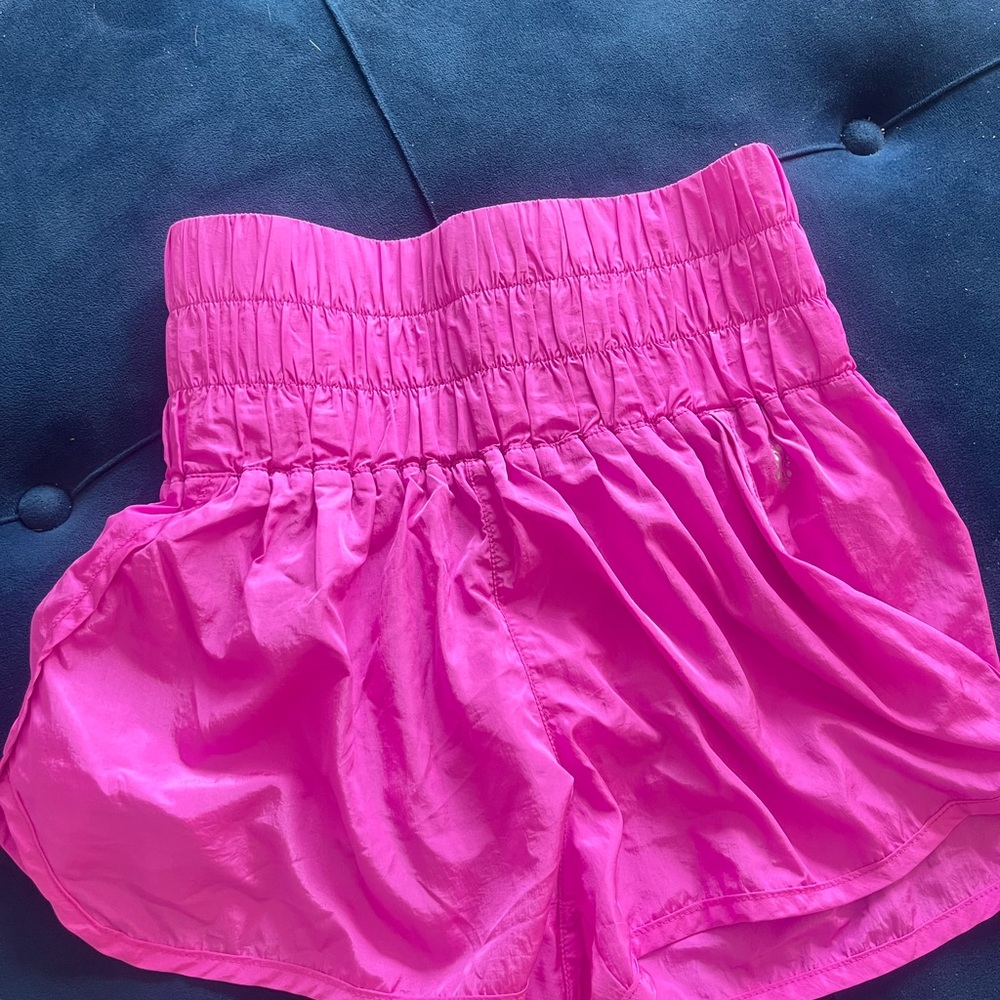 High-Waist Smocked Hot Pink Women's Shorts free people